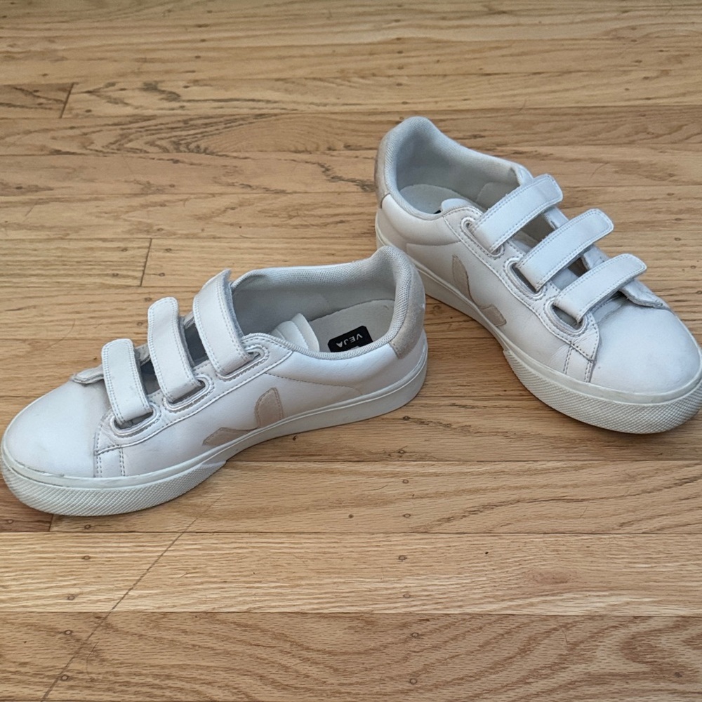 Veja White Velcro Sneakers